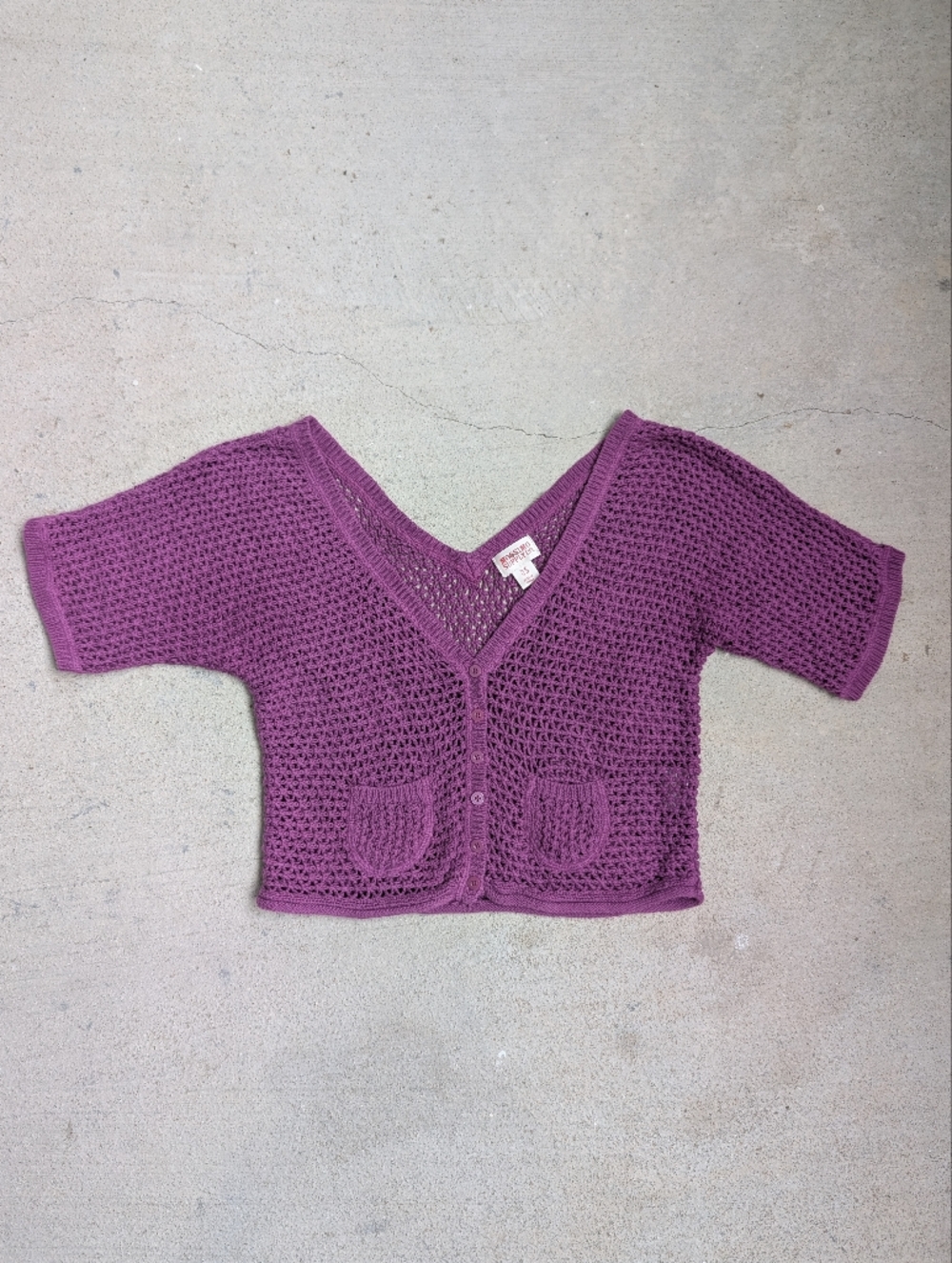 Mossimo Supply Co Lavender Purple Cropped Open-Knit V-Neck Cardigan